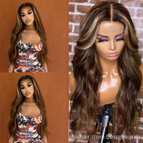 100% Virgin Brazilian Human Hair Frontal Wig 10A Grade Bone Straight Ombre Piano Color Human Hair Hd Lace Front Wigs